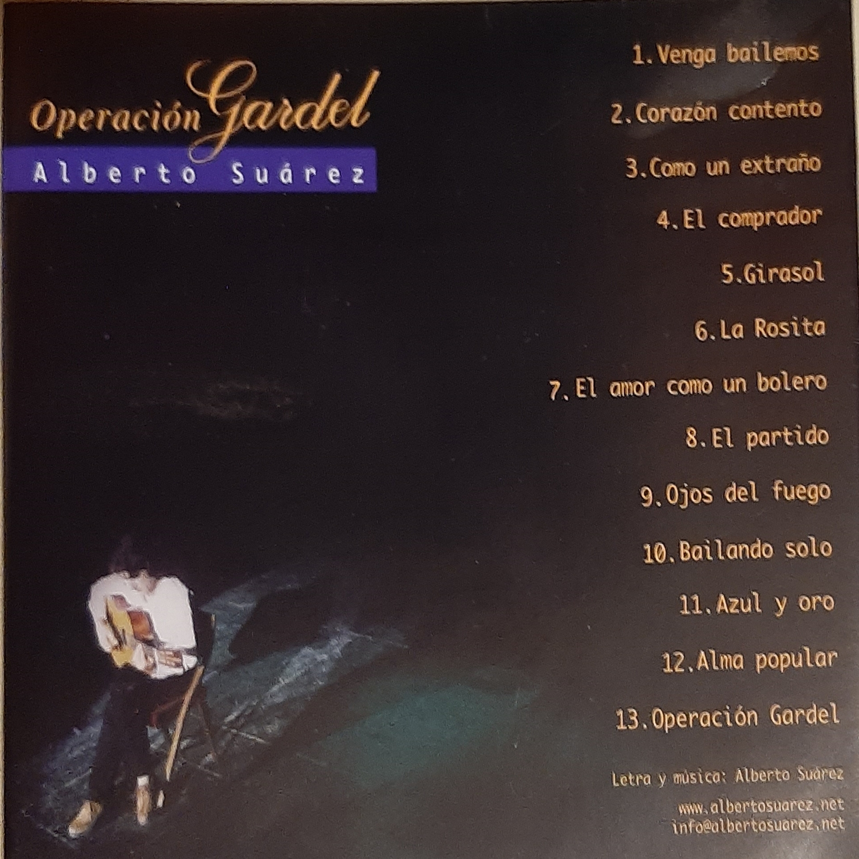 Contratapa de Alberto Suárez — Operación Gardel