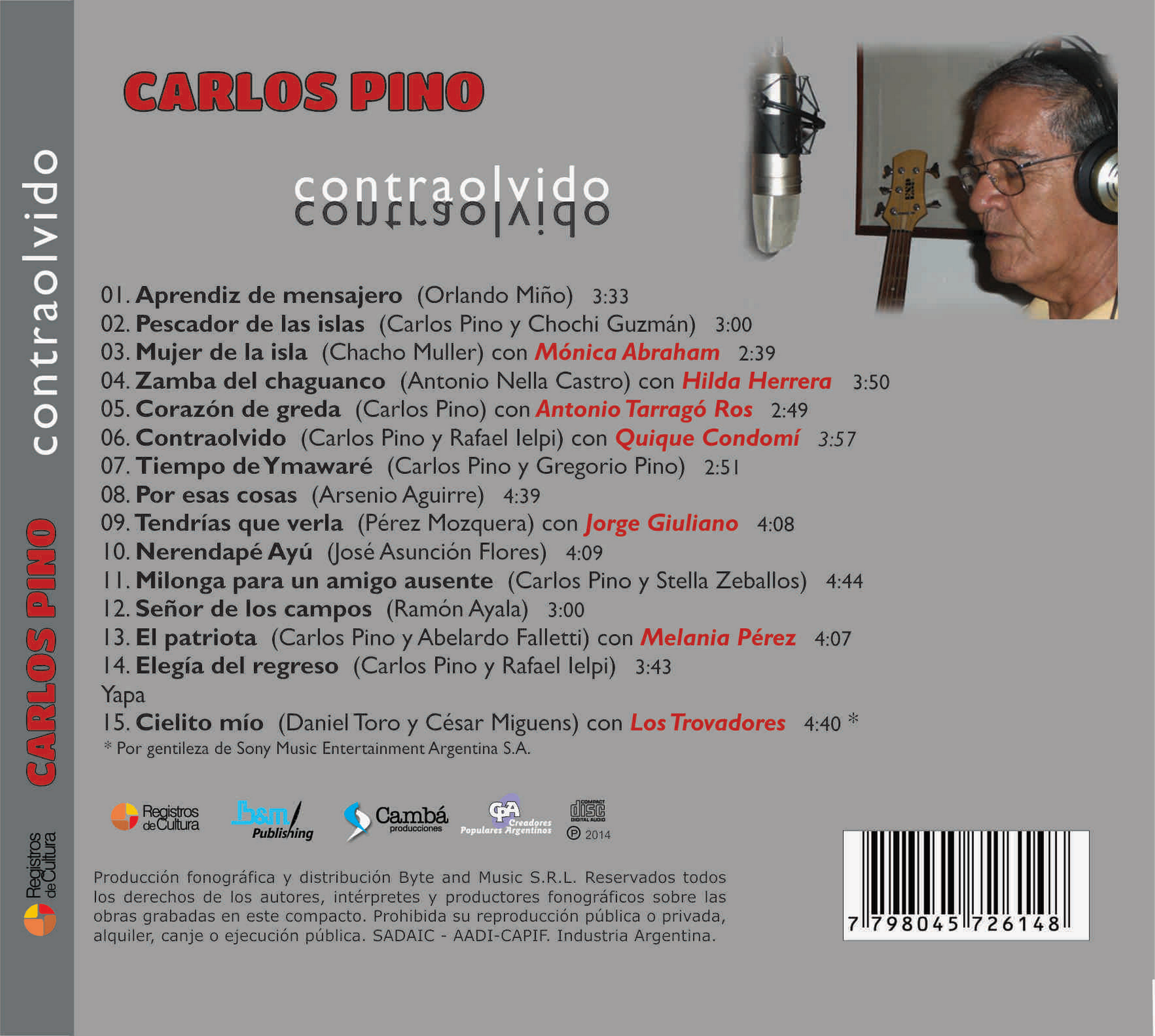 Contratapa de Carlos Pino — Contraolvido