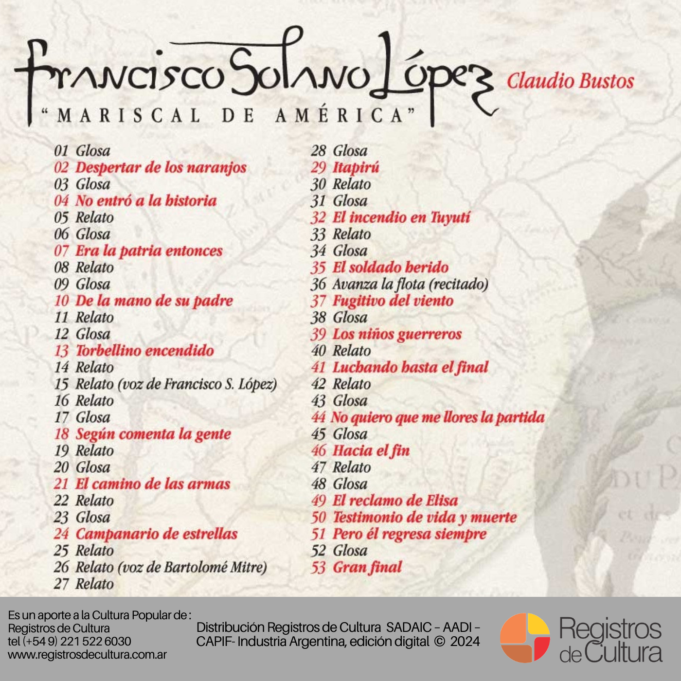 Contratapa de Claudio Bustos — Francisco Solano López - Mariscal de América