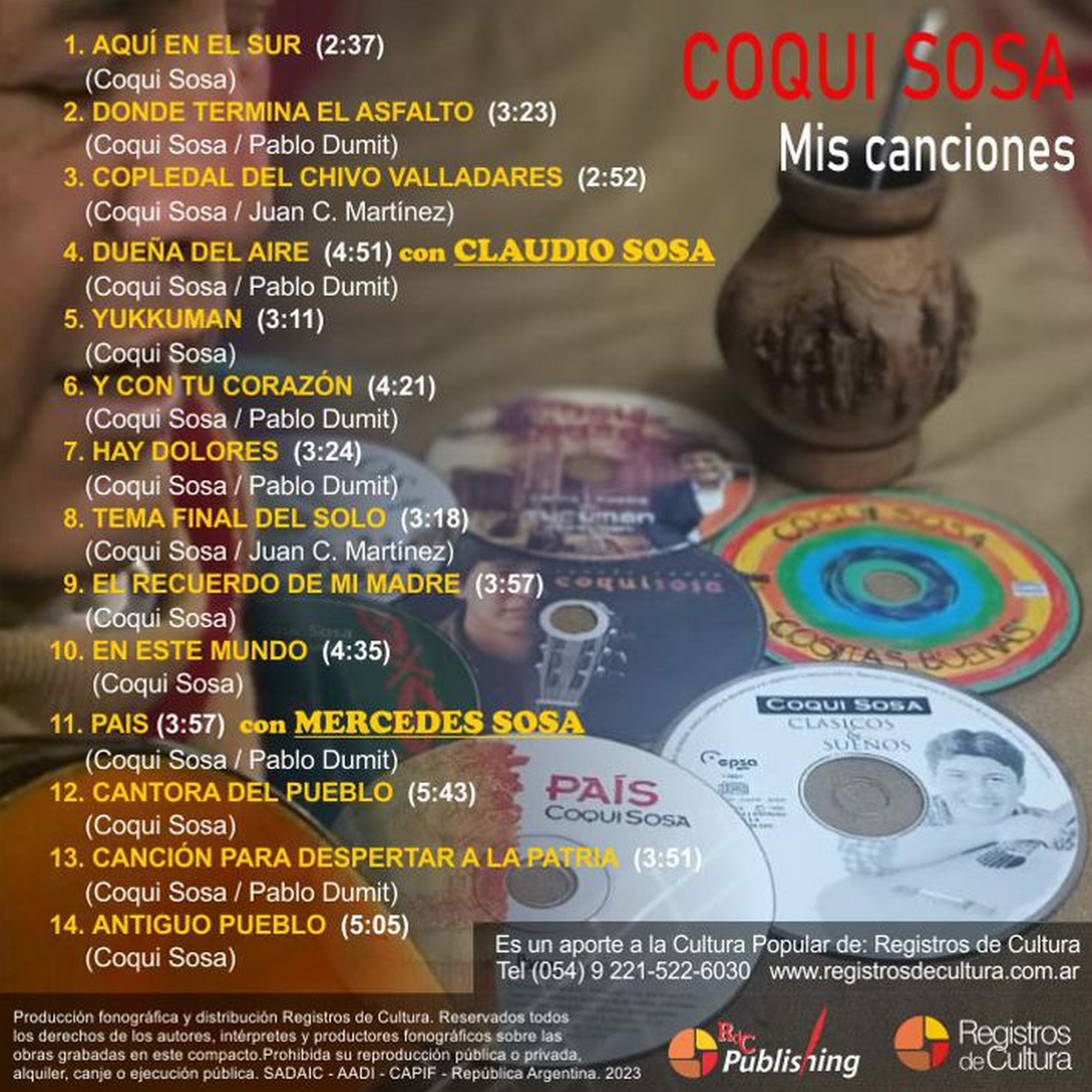 Contratapa de Coqui Sosa — Mis Canciones