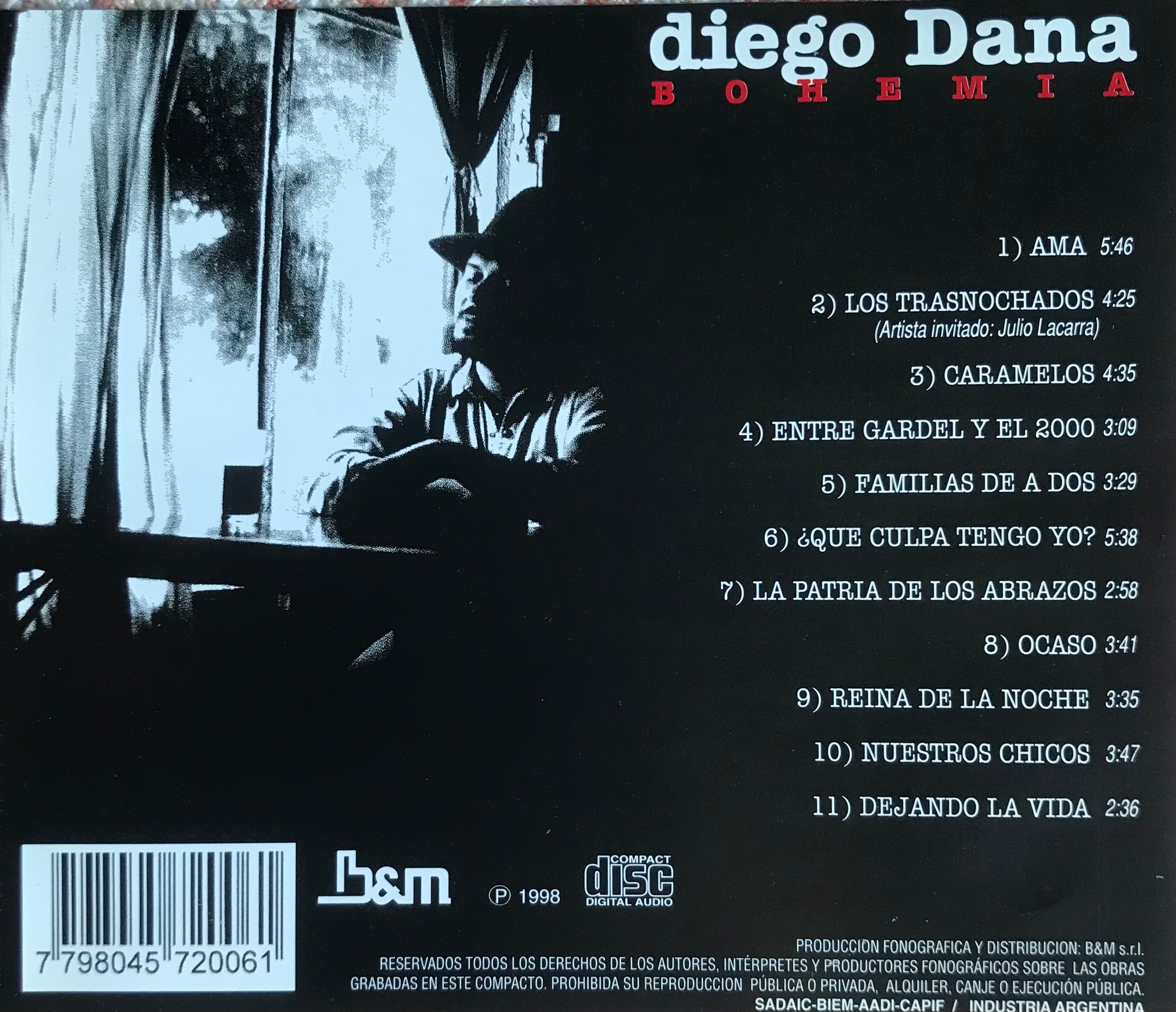 Contratapa de Diego Dana — Bohemia