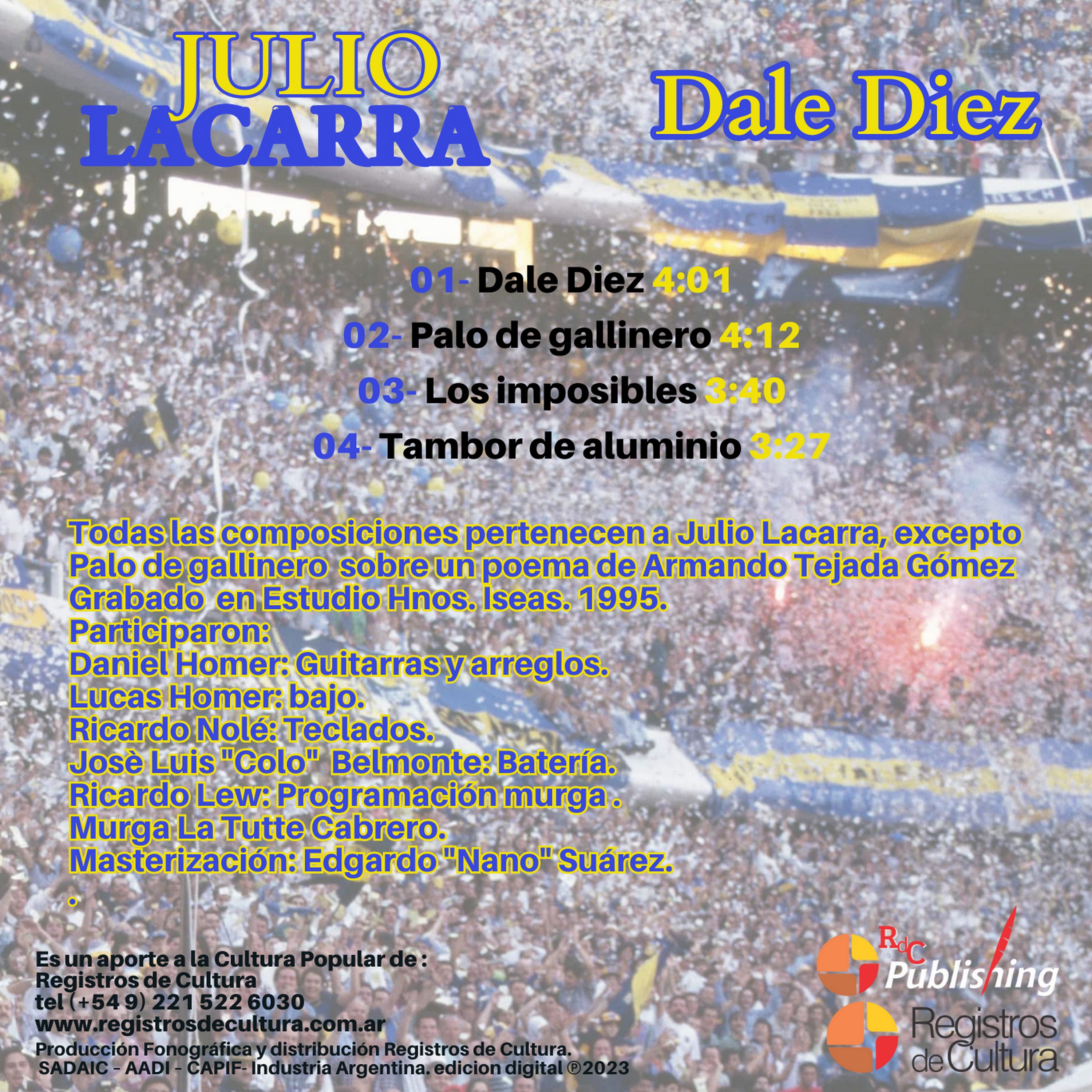 Contratapa de Julio Lacarra — Dale Diez