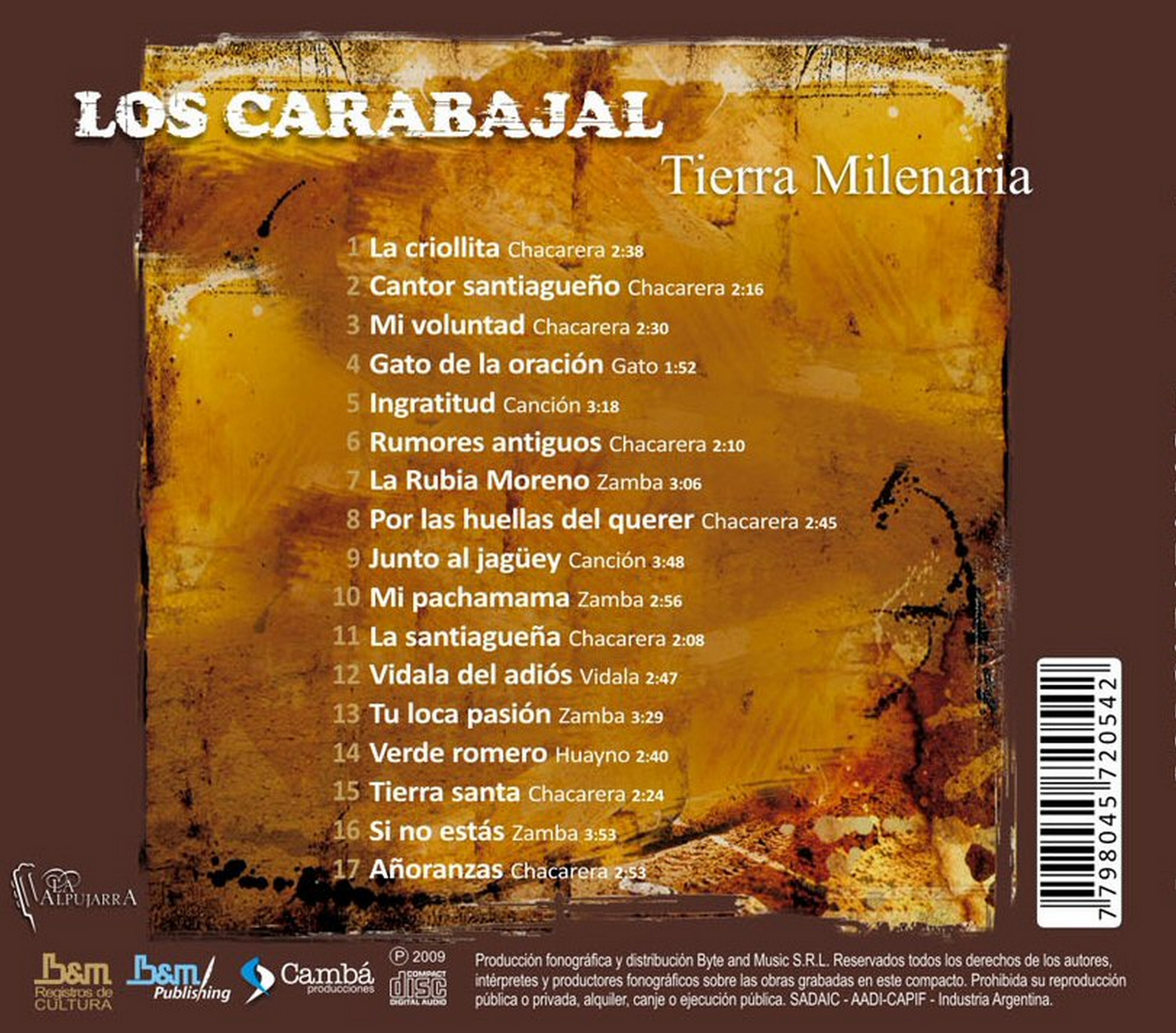 Contratapa de Los Carabajal — Tierra Milenaria