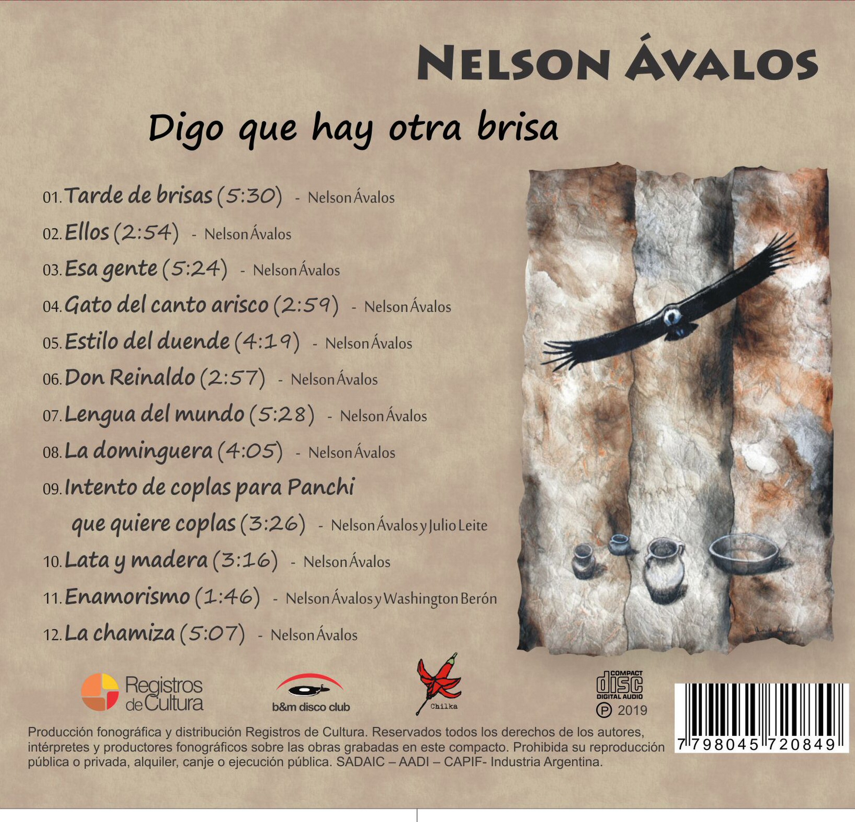 Contratapa de Nelson Avalos — Digo que hay otra brisa