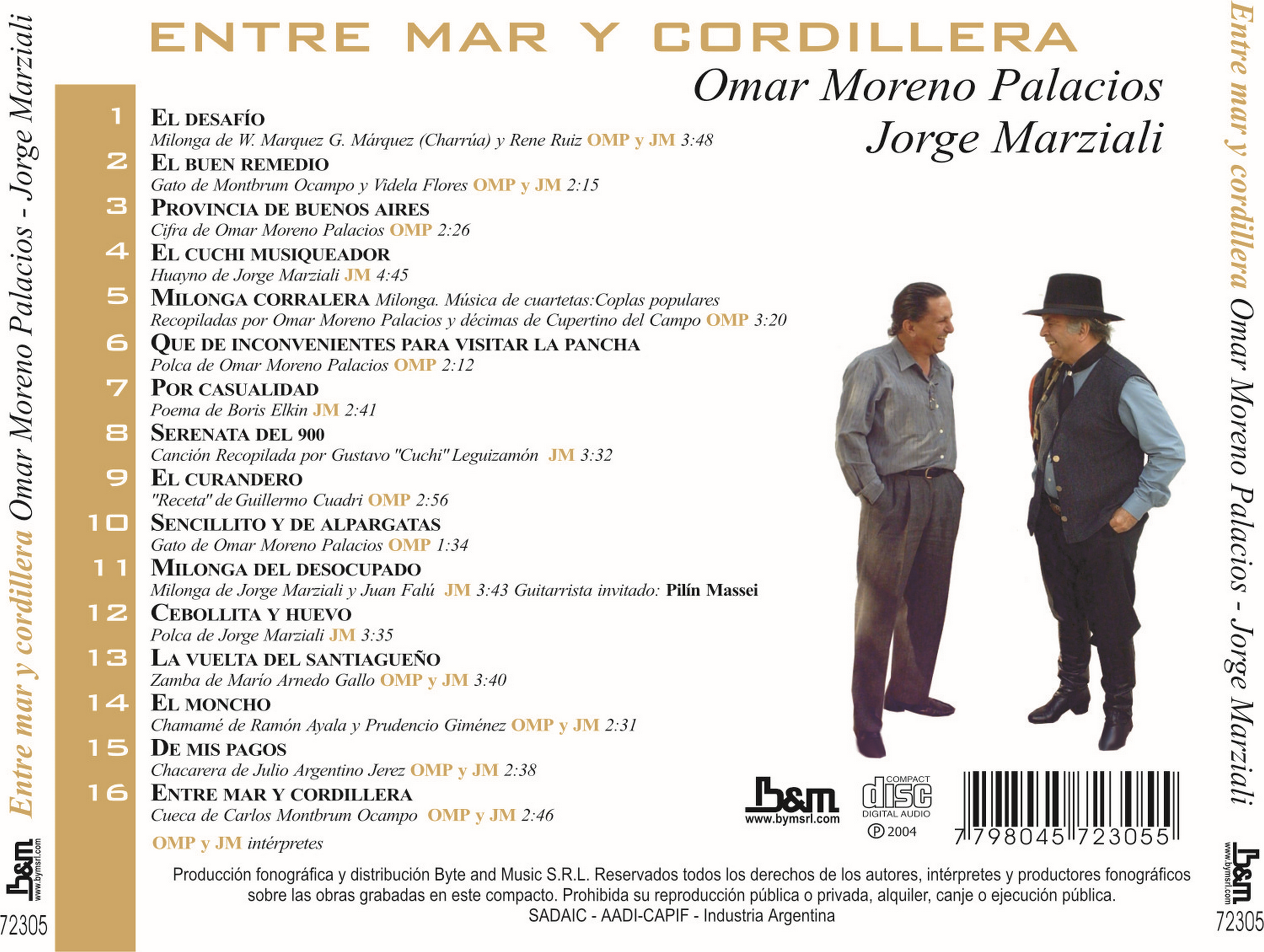 Contratapa de Omar Moreno Palacios | Jorge Marziali — Entre Mar y Cordillera