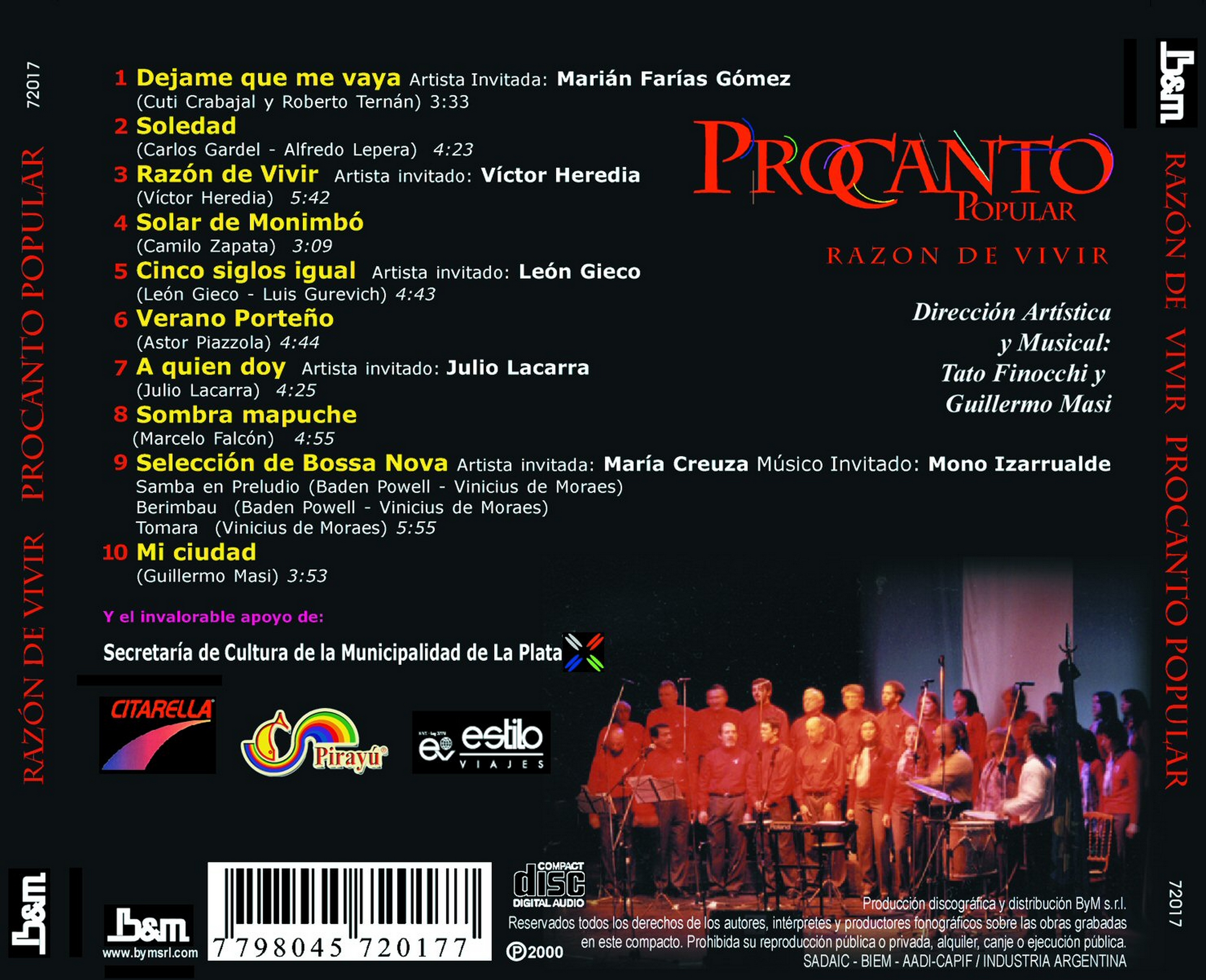 Contratapa de Procanto Popular — Razon De Vivir