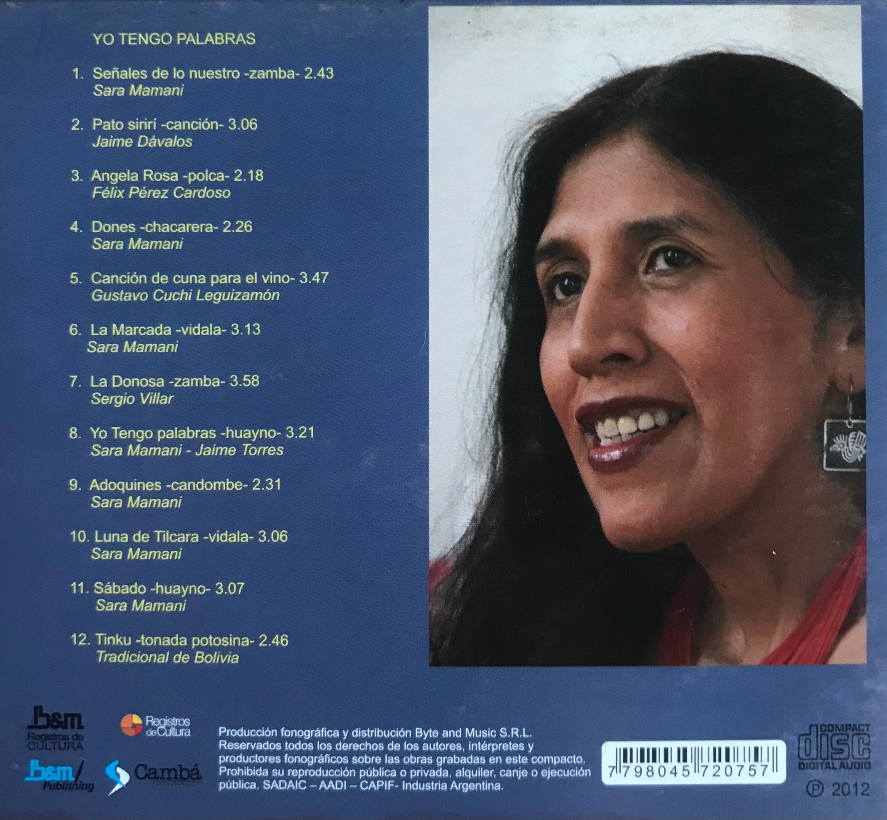 Contratapa de Sara Mamani — Yo Tengo Palabras